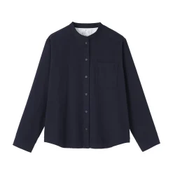 Online Muji Camisa de franela de doble cepillado con cuello alto para mujer