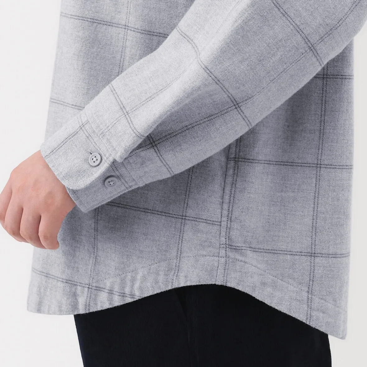 Online Muji Camisa de franela de doble cepillado con cuello alto para mujer