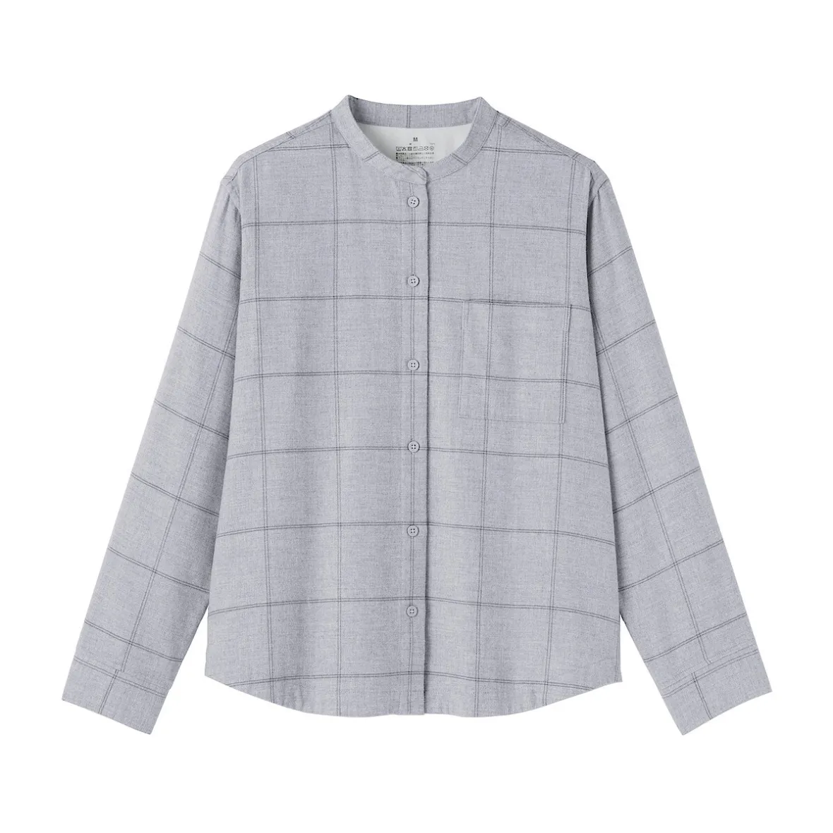 Online Muji Camisa de franela de doble cepillado con cuello alto para mujer