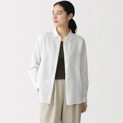 Sale Muji Camisa de lino lavado para mujer