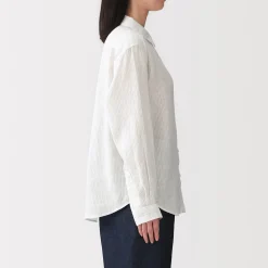 Sale Muji Camisa de lino lavado para mujer