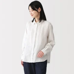 Sale Muji Camisa de lino lavado para mujer