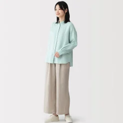 Sale Muji Camisa de lino lavado para mujer