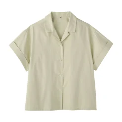 Hot Muji Camisa de manga corta de popelín de algodón orgánico para mujer