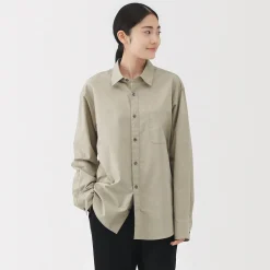 Outlet Muji Camisa de manga larga de algodón ancho lavado para hombre
