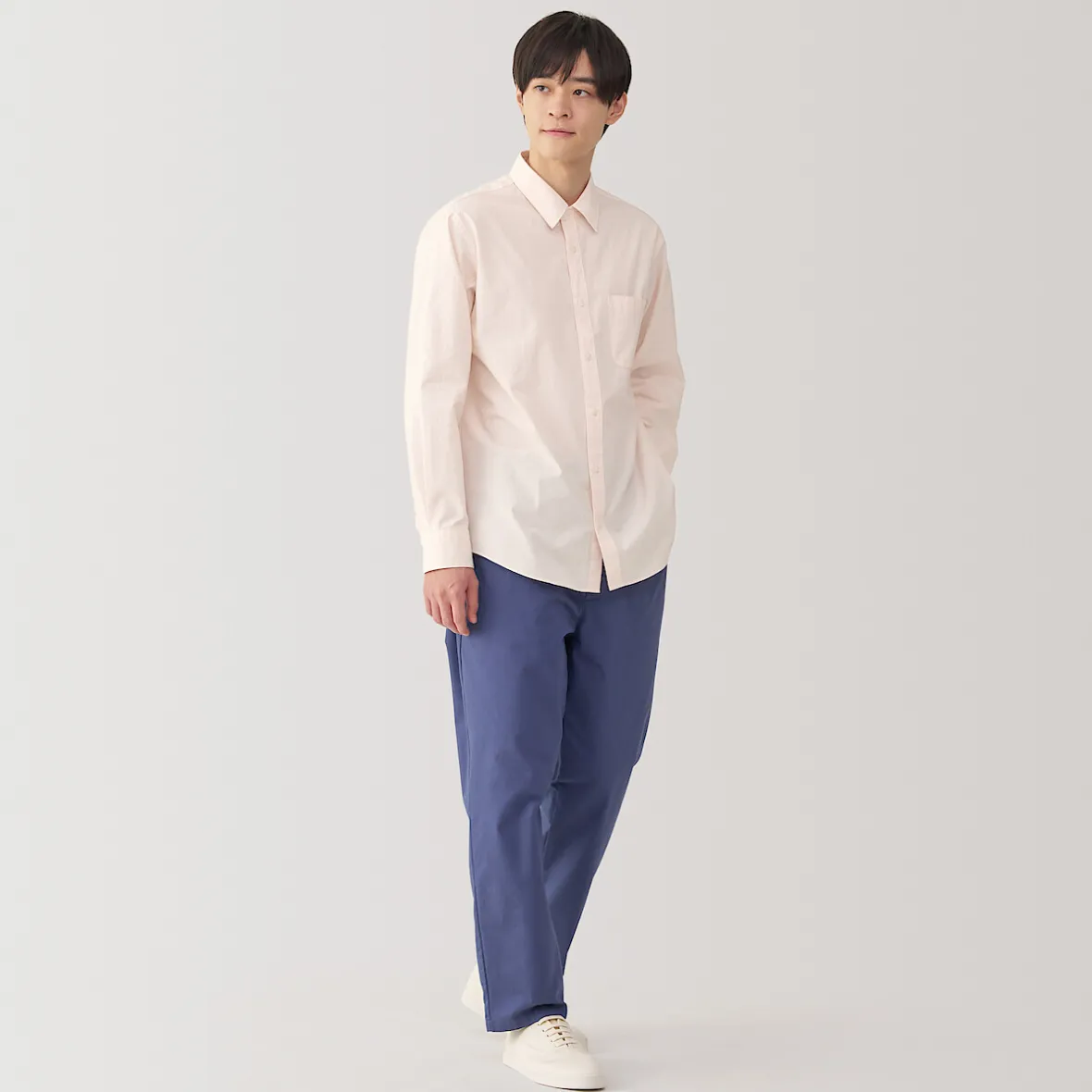 Outlet Muji Camisa de manga larga de algodón ancho lavado para hombre