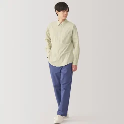 Outlet Muji Camisa de manga larga de algodón ancho lavado para hombre