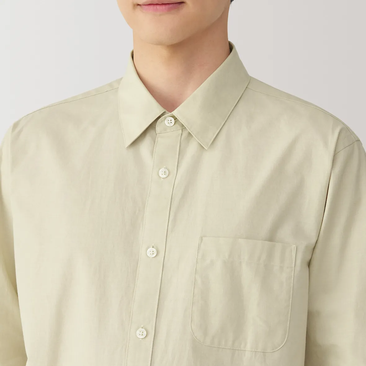 Outlet Muji Camisa de manga larga de algodón ancho lavado para hombre