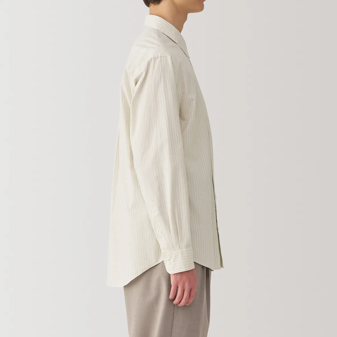 Outlet Muji Camisa de manga larga de algodón ancho lavado para hombre