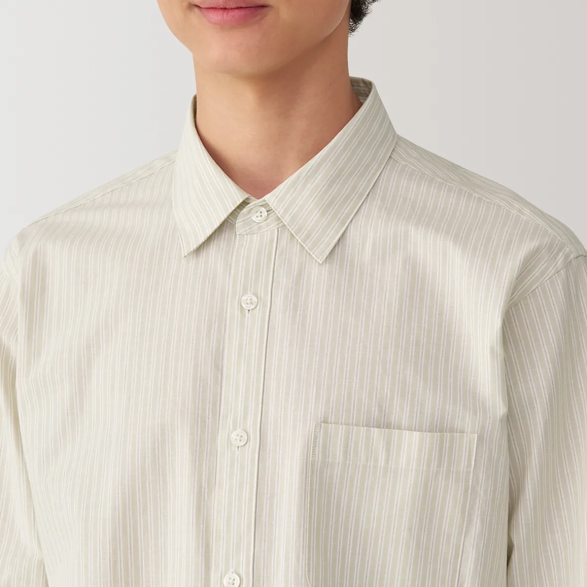 Outlet Muji Camisa de manga larga de algodón ancho lavado para hombre