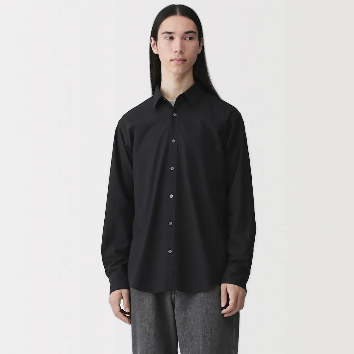 Sale Muji Camisa de manga larga de algodón ancho lavado para hombre