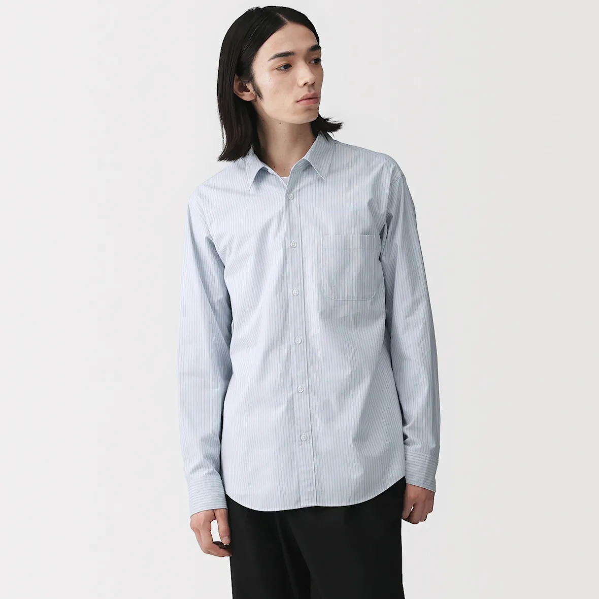 Sale Muji Camisa de manga larga de algodón ancho lavado para hombre