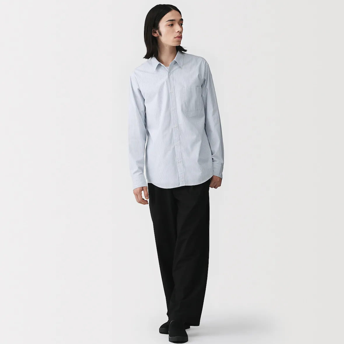 Sale Muji Camisa de manga larga de algodón ancho lavado para hombre