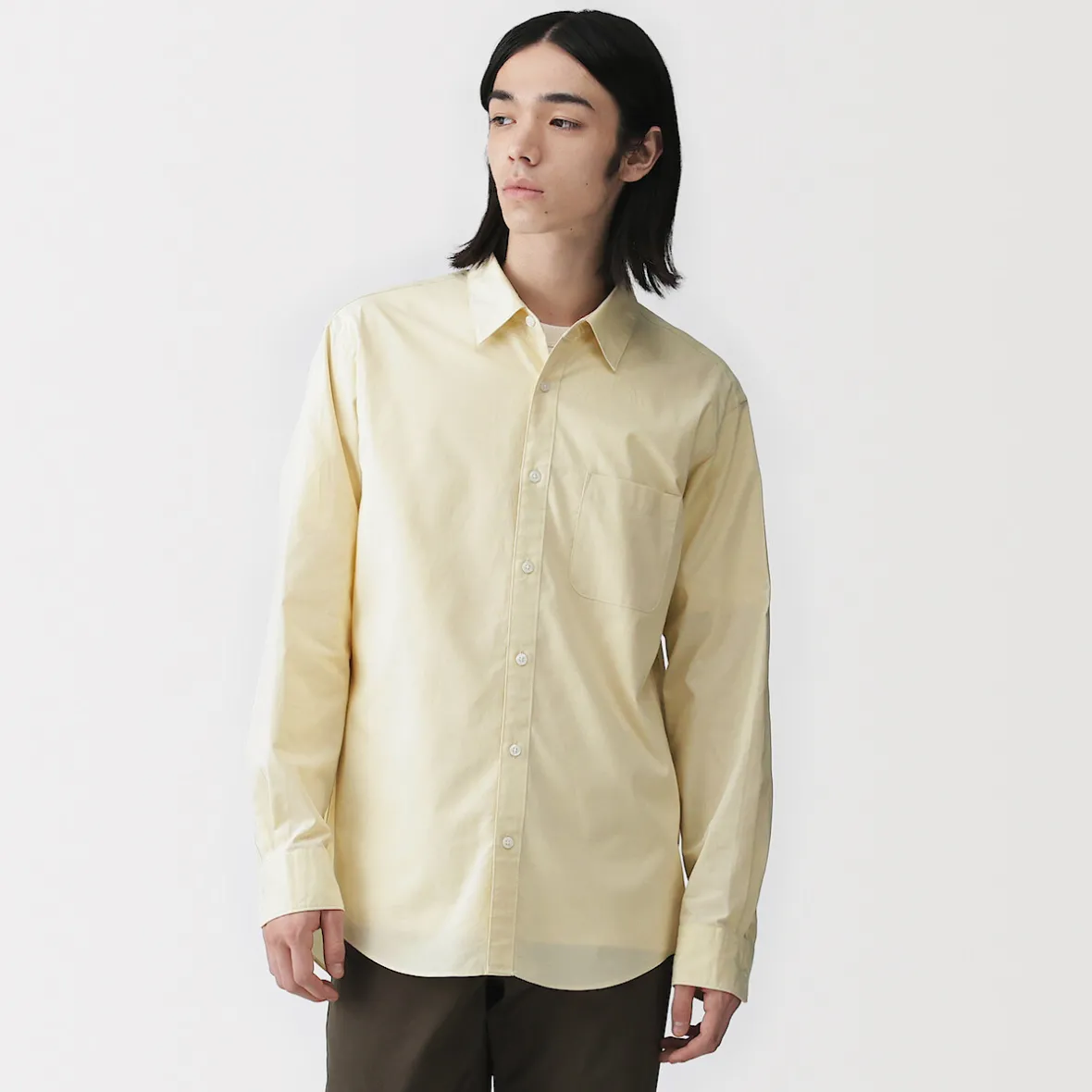 Sale Muji Camisa de manga larga de algodón ancho lavado para hombre
