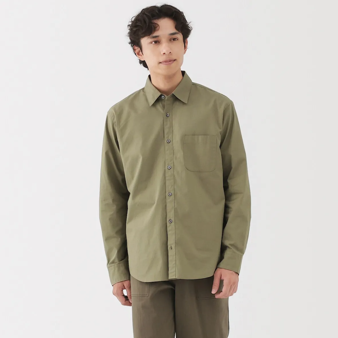 Hot Muji Camisa de manga larga de algodón ancho lavado para hombre