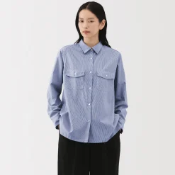 Hot Muji Camisa de popelina de algodón para mujer