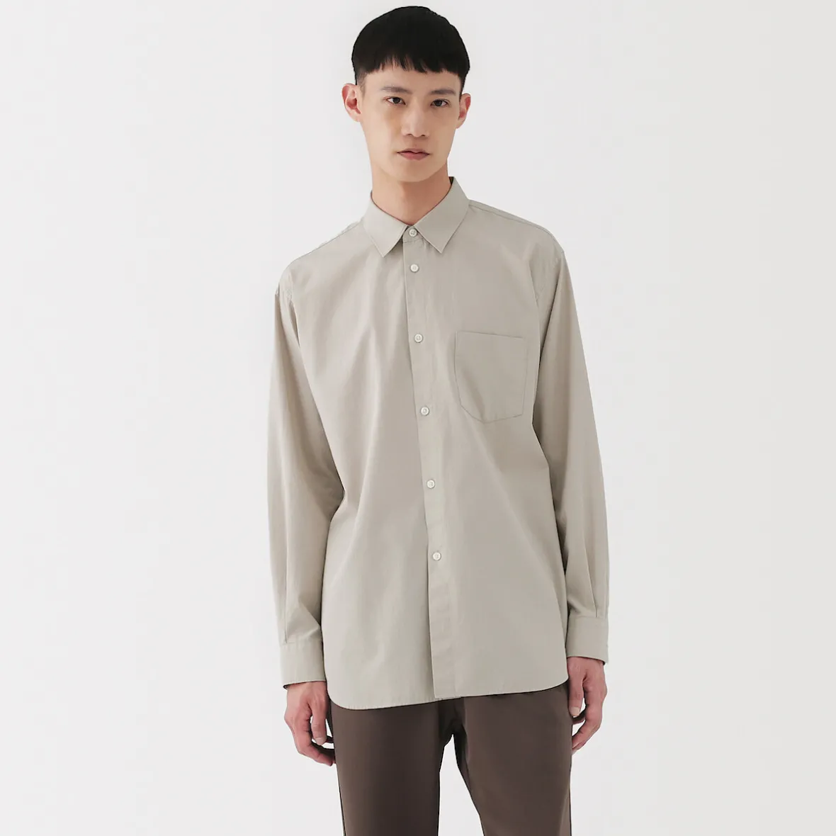 Hot Muji Camisa de popelina de algodón para hombre