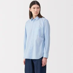 Discount Muji Camisa de popelina de algodón para hombre