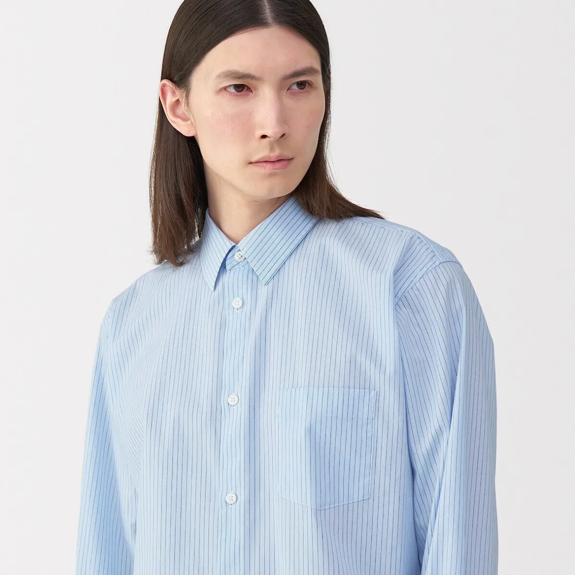 Discount Muji Camisa de popelina de algodón para hombre