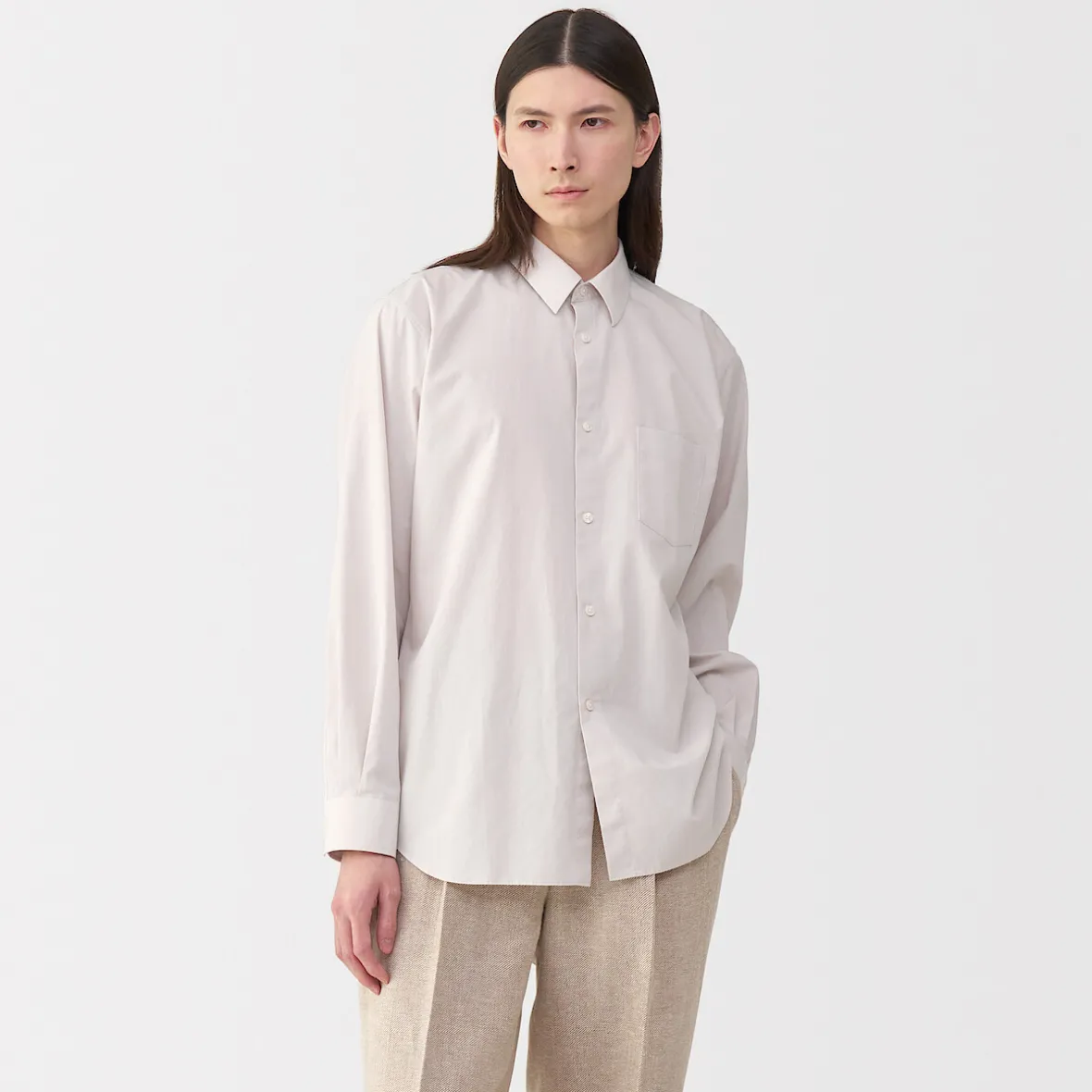 Discount Muji Camisa de popelina de algodón para hombre