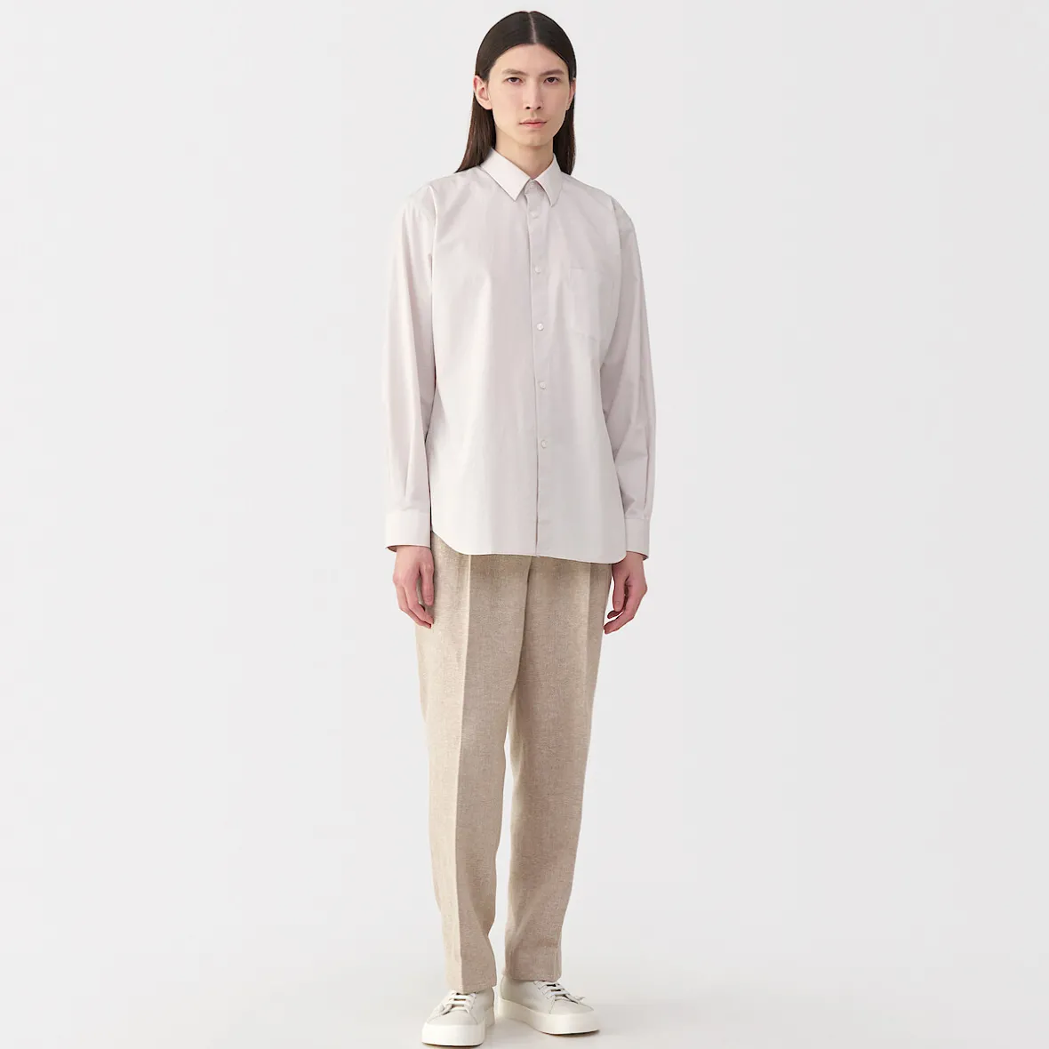 Discount Muji Camisa de popelina de algodón para hombre