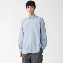 Outlet Muji Camisa de popelín de algodón orgánico para hombre