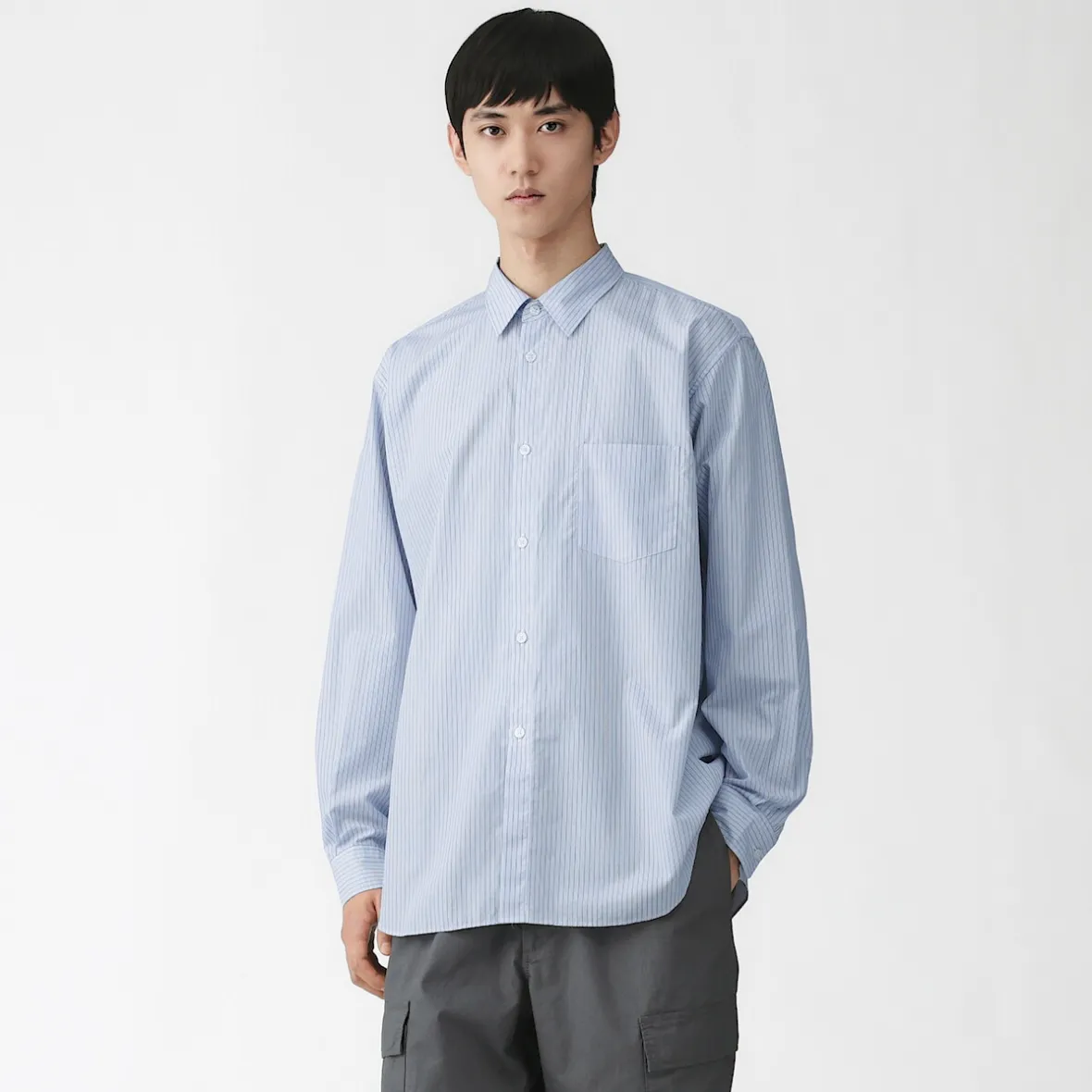 Outlet Muji Camisa de popelín de algodón orgánico para hombre