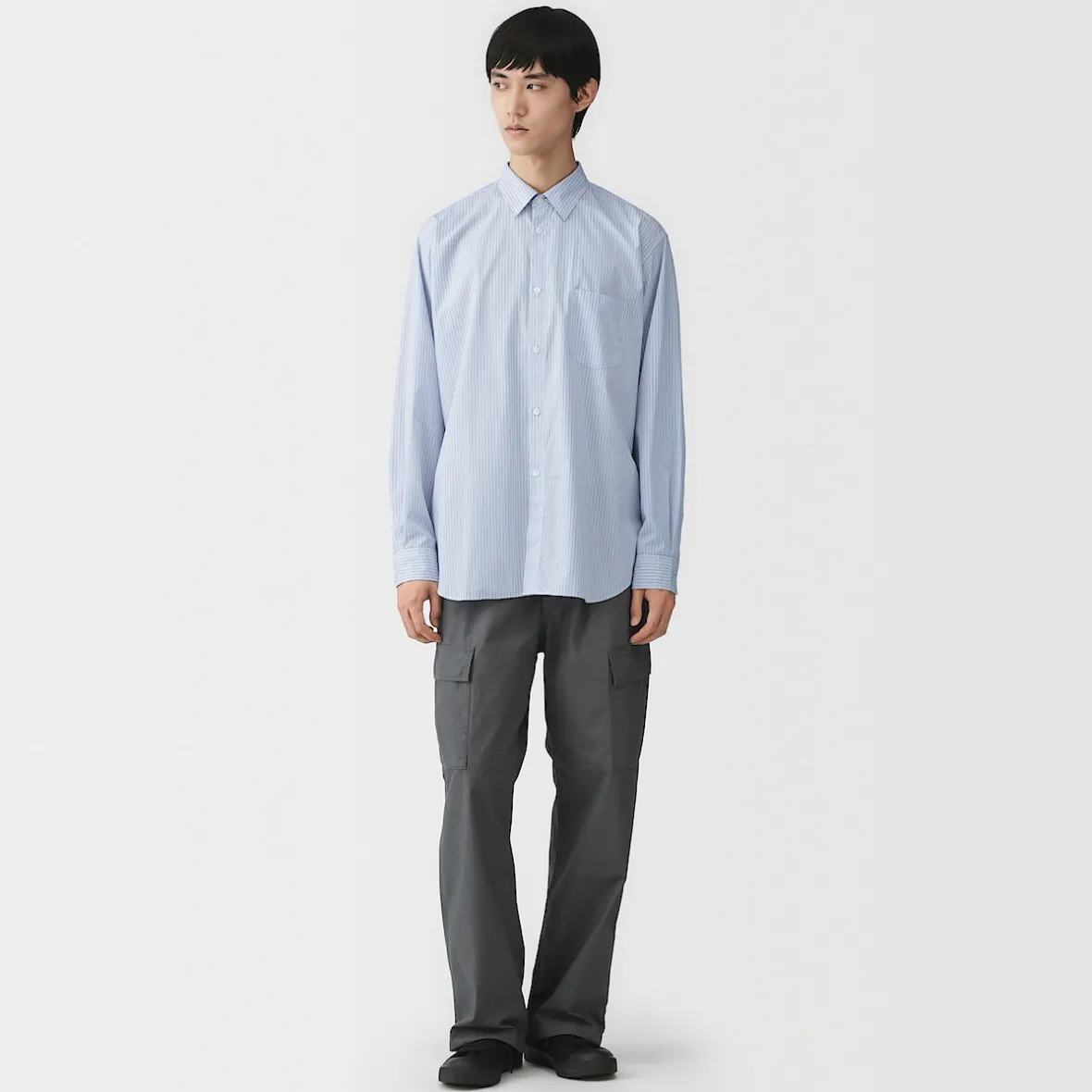 Outlet Muji Camisa de popelín de algodón orgánico para hombre