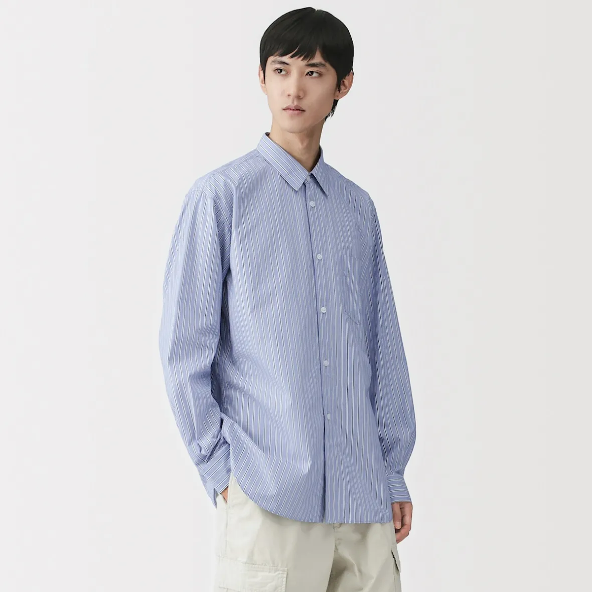 Outlet Muji Camisa de popelín de algodón orgánico para hombre