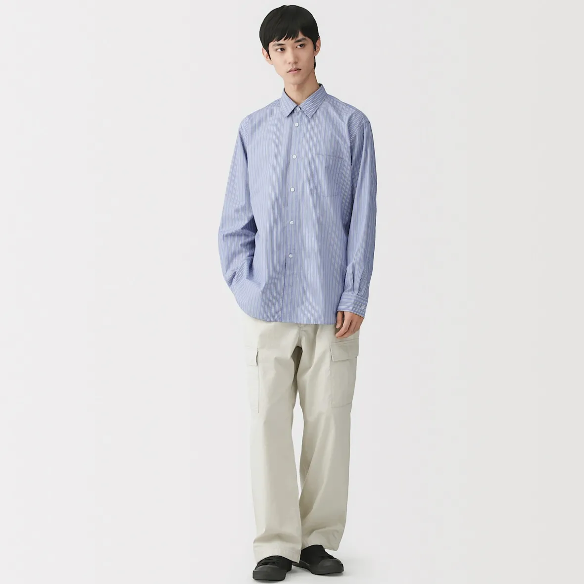 Outlet Muji Camisa de popelín de algodón orgánico para hombre