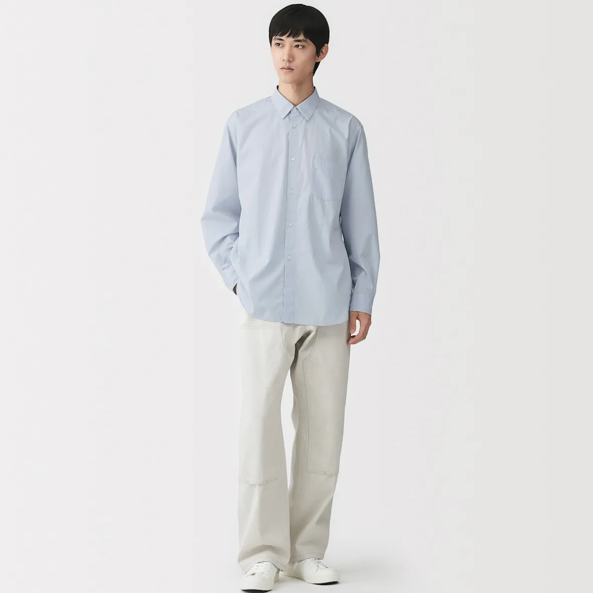 Outlet Muji Camisa de popelín de algodón orgánico para hombre
