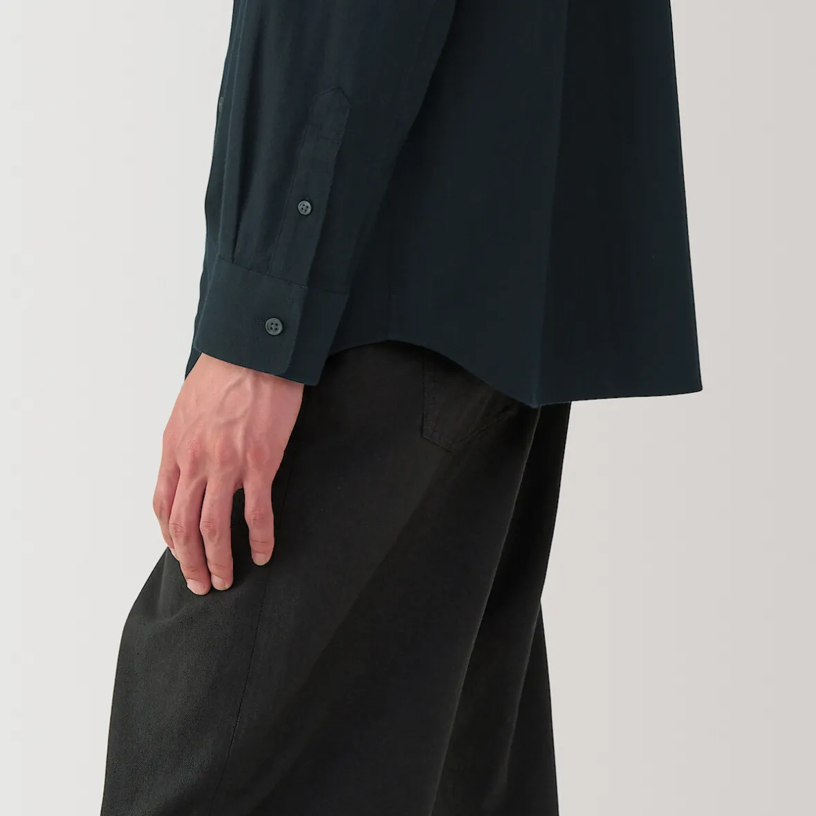 New Muji Camisa de sarga de algodón cepillado para hombre