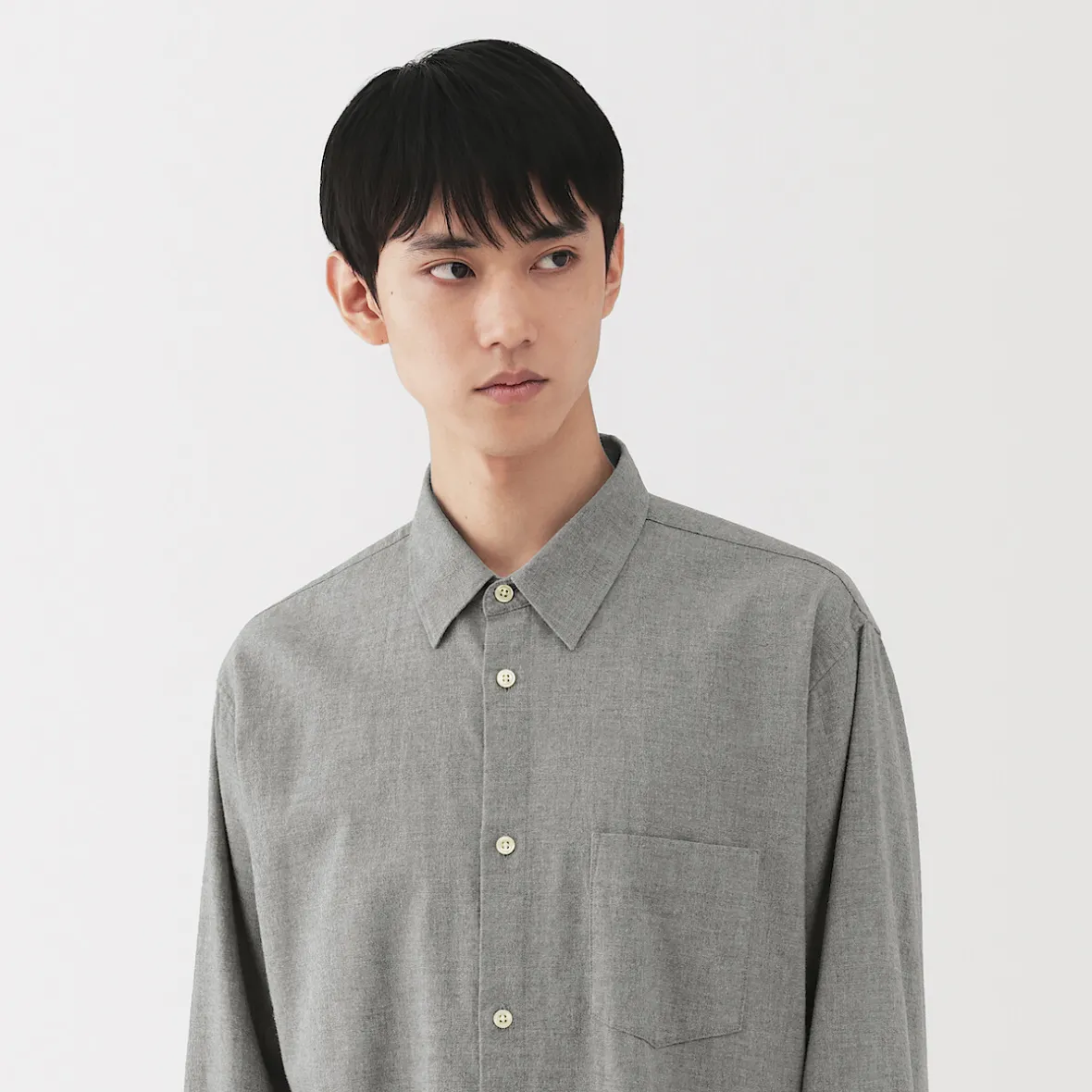 New Muji Camisa de sarga de algodón cepillado para hombre