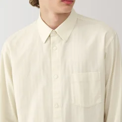New Muji Camisa de sarga de algodón cepillado para hombre