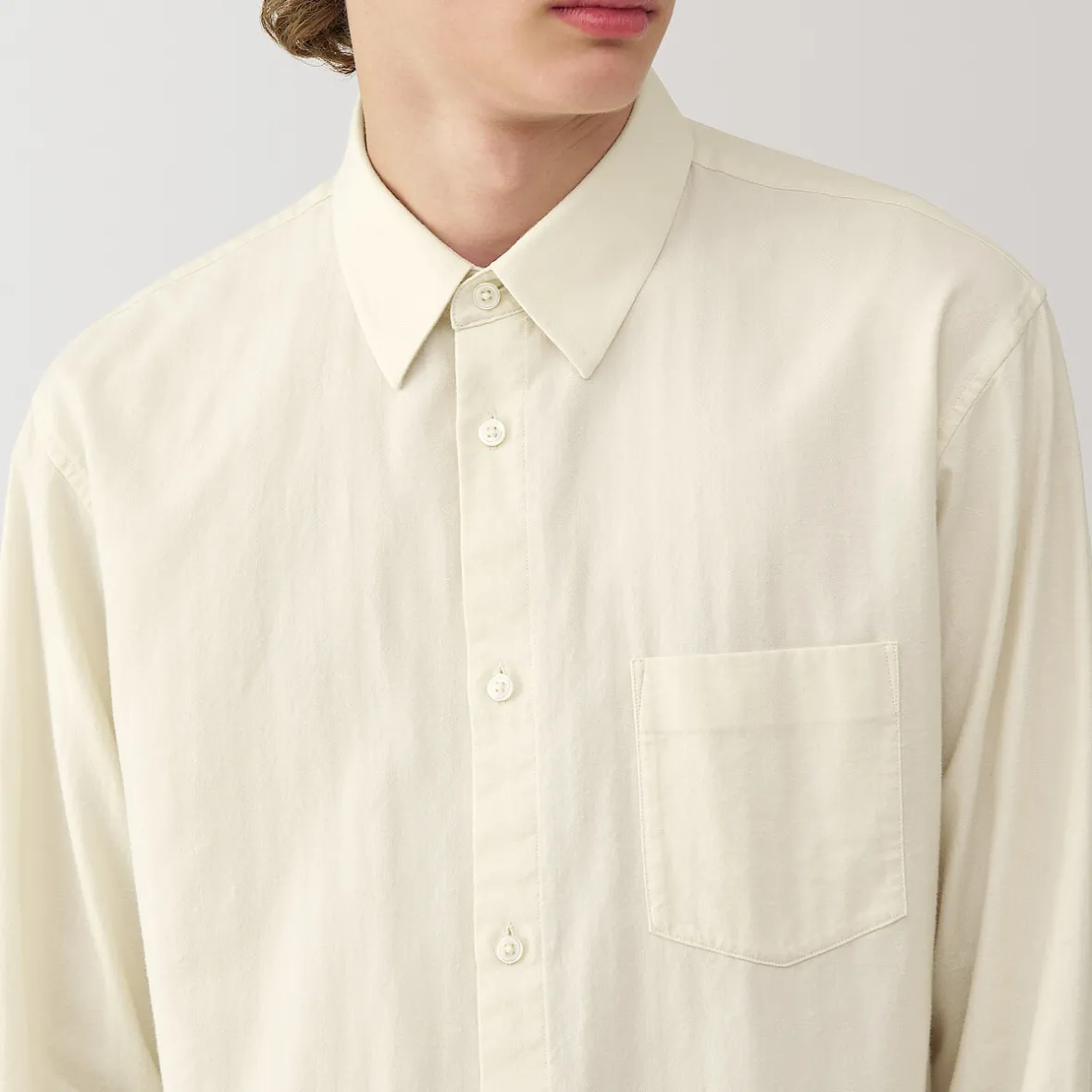 New Muji Camisa de sarga de algodón cepillado para hombre