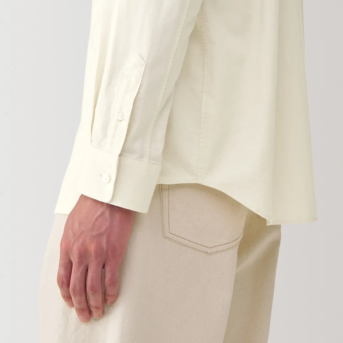 New Muji Camisa de sarga de algodón cepillado para hombre