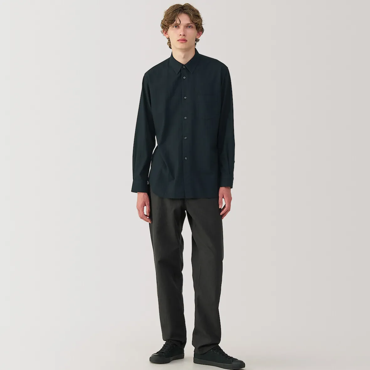 New Muji Camisa de sarga de algodón cepillado para hombre