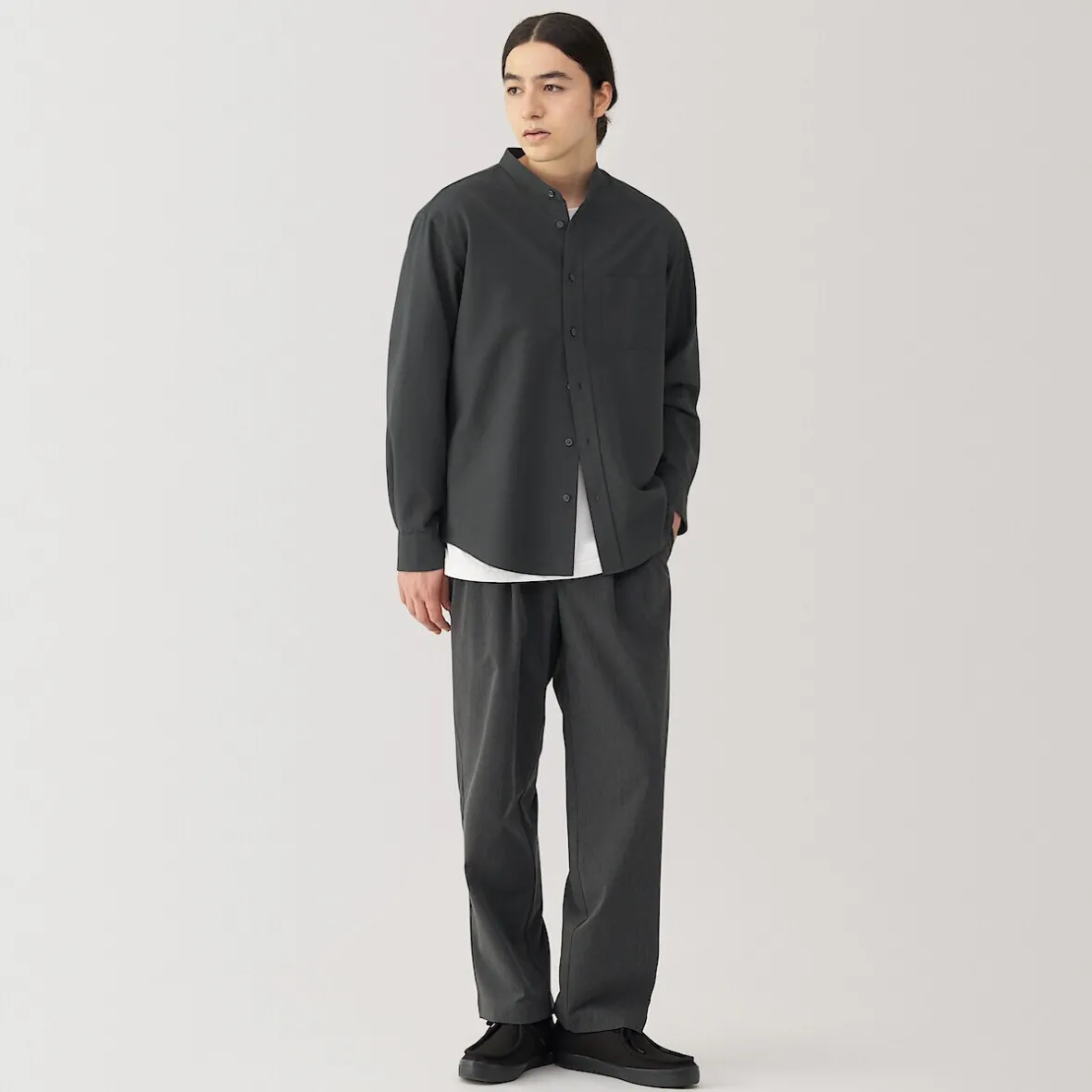 New Muji Camisa estilo Oxford cuello Mao