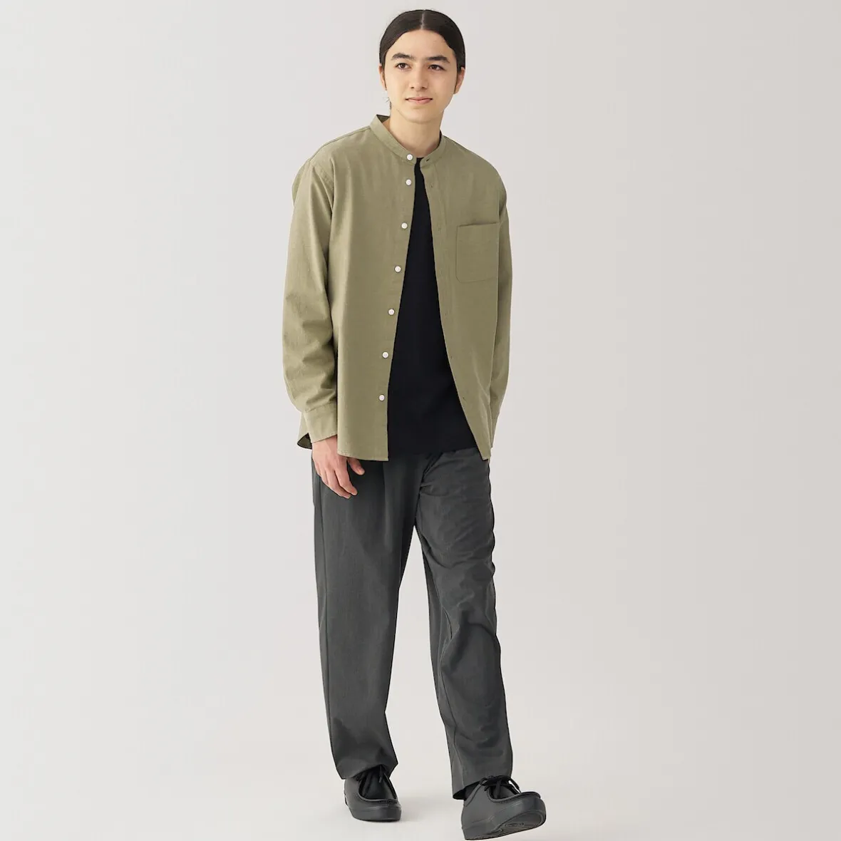 New Muji Camisa estilo Oxford cuello Mao