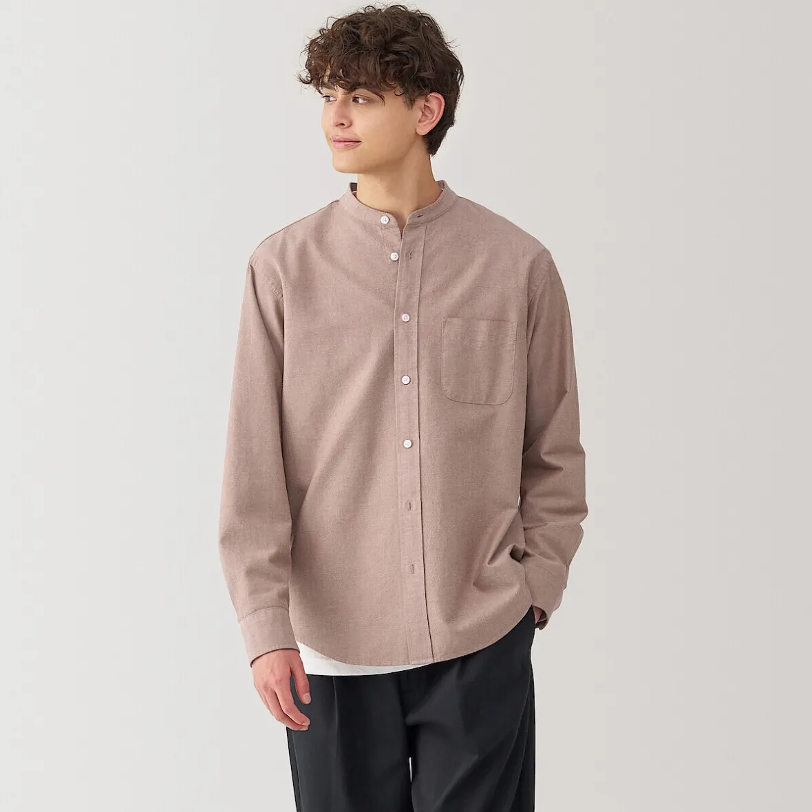 New Muji Camisa estilo Oxford cuello Mao