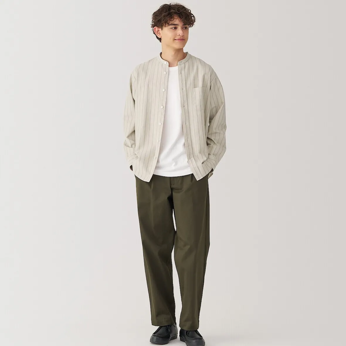 New Muji Camisa estilo Oxford cuello Mao