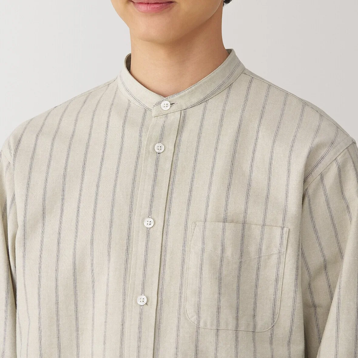New Muji Camisa estilo Oxford cuello Mao