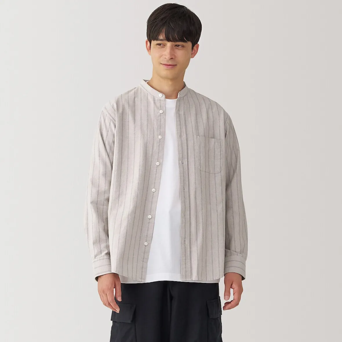 New Muji Camisa estilo Oxford cuello Mao