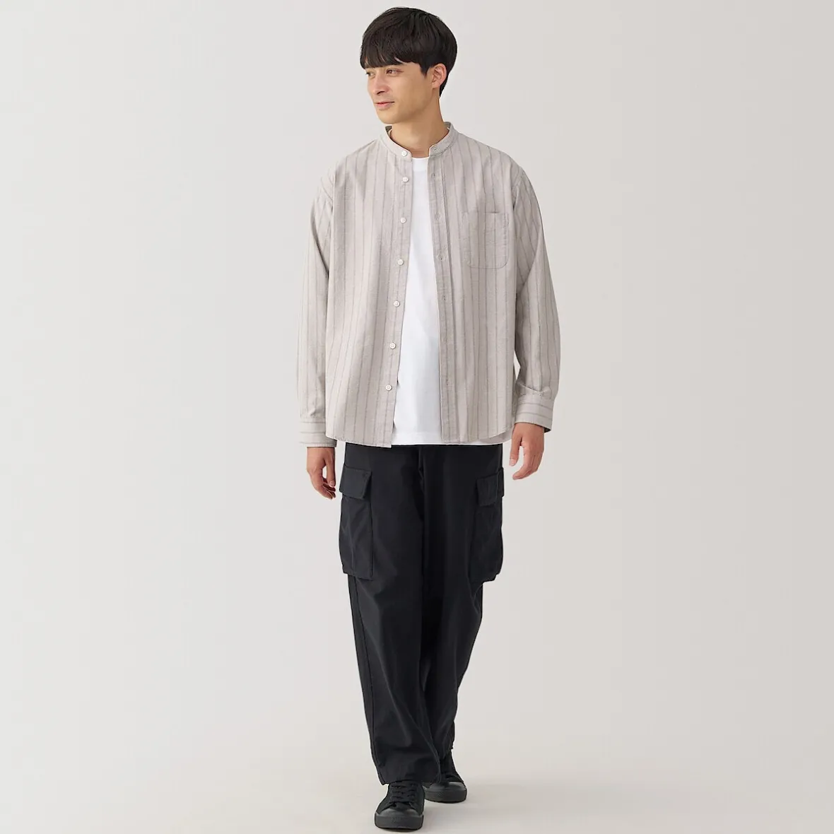 New Muji Camisa estilo Oxford cuello Mao