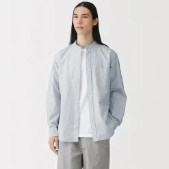 Discount Muji Camisa estilo Oxford cuello Mao para hombr