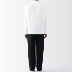 Muji Camisa estilo Oxford cuello Mao Blanco