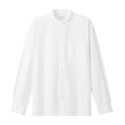 Muji Camisa estilo Oxford cuello Mao Blanco
