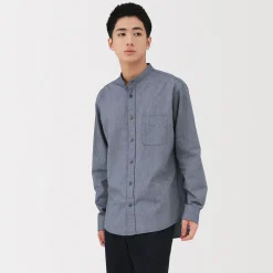 Clearance Muji Camisa estilo Oxford cuello Mao para hombre