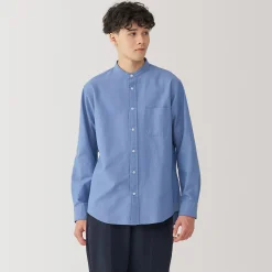 Clearance Muji Camisa estilo Oxford cuello Mao para hombre