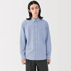 Outlet Muji Camisa Oxford con botones y acabado lavado para hombre